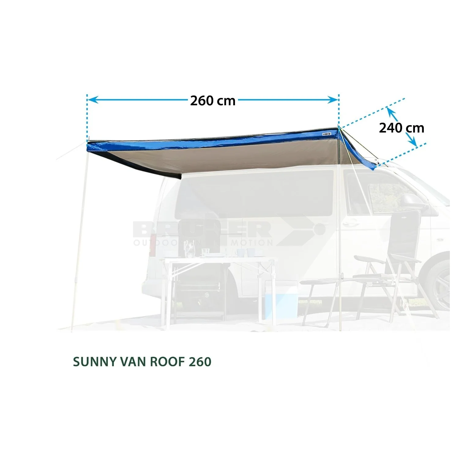 BRUNNER SUNNY VAN ROOF TENDALINO PARASOLE PER VAN - FISSAGGIO TRAMITE PROFILO DI SCORRIMENTO - DISPONIBILE IN 2 MISURE - Image 5
