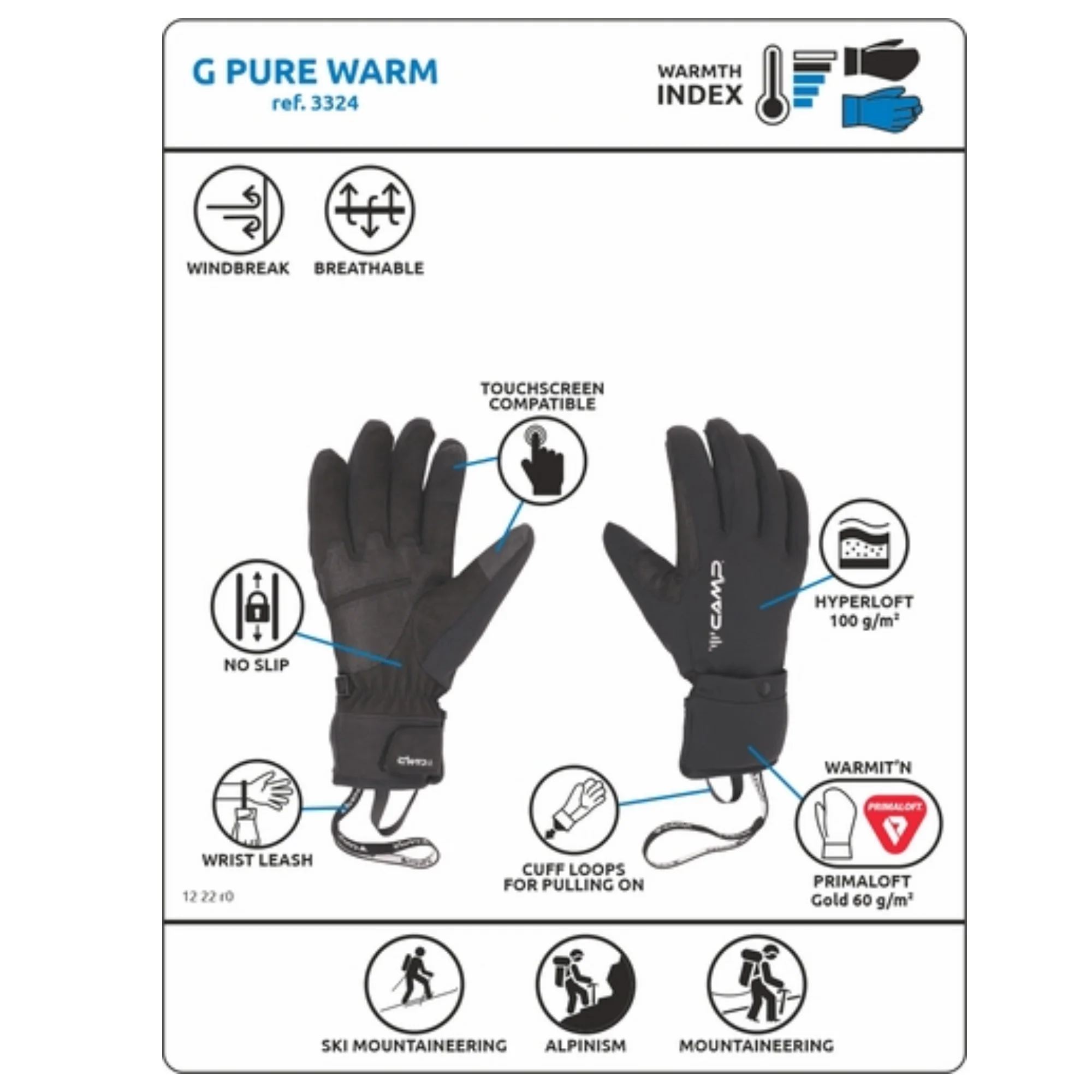 CAMP G PURE WARM GUANTO DA ALPINISMO/SCIALPINISMO ANTIVENTO CON IMBOTTITURA IN PRIMALOFT - DISPONIBILE IN 2 COLORI - Image 10